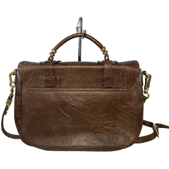 orYANY Brown Leather Pushlock Briefcase Messenger Crossbody Bag - Picture 11 of 16